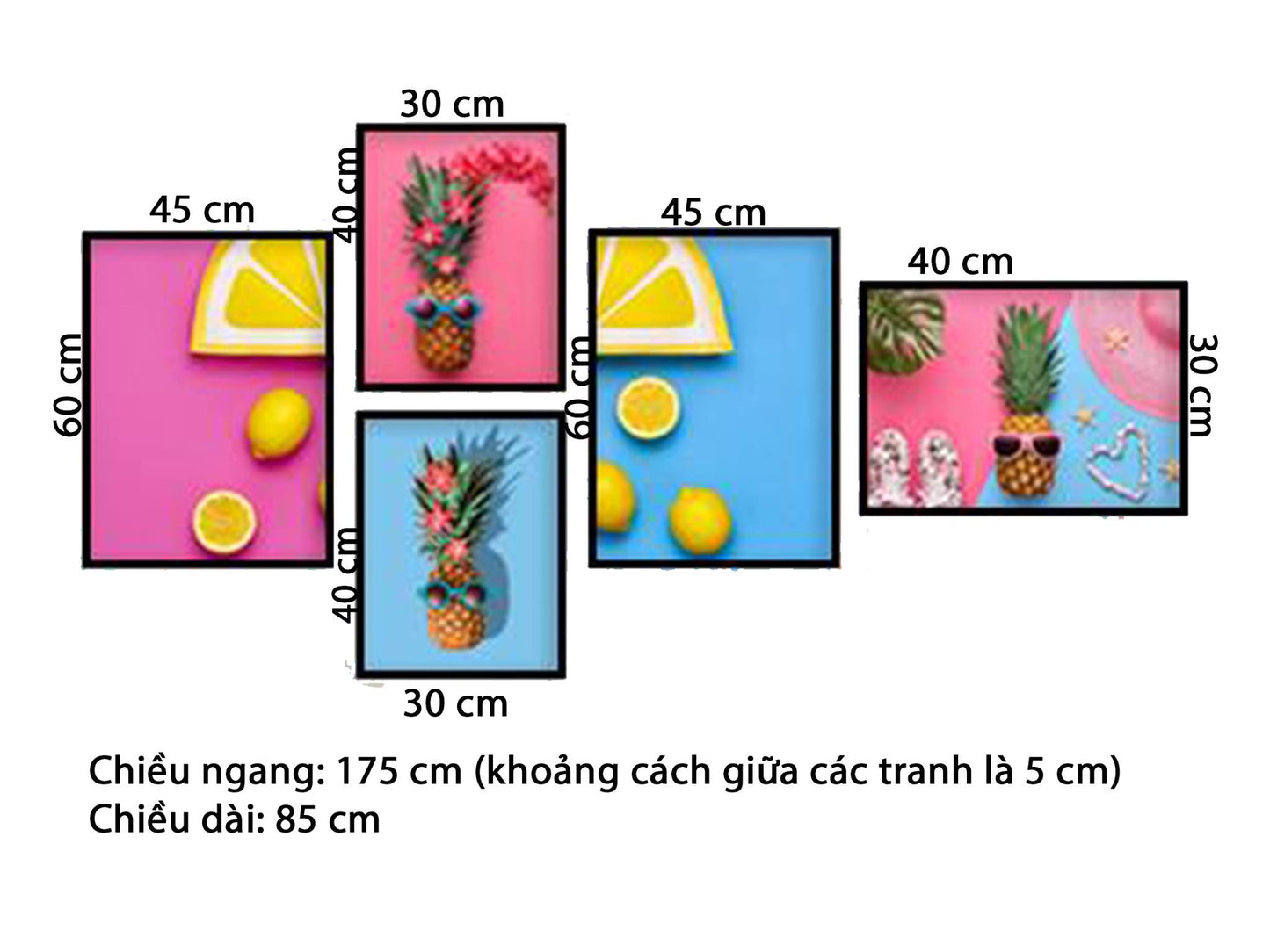 Bộ 5 Tranh Dứa Và Những Lát Chanh Tươi - HD681