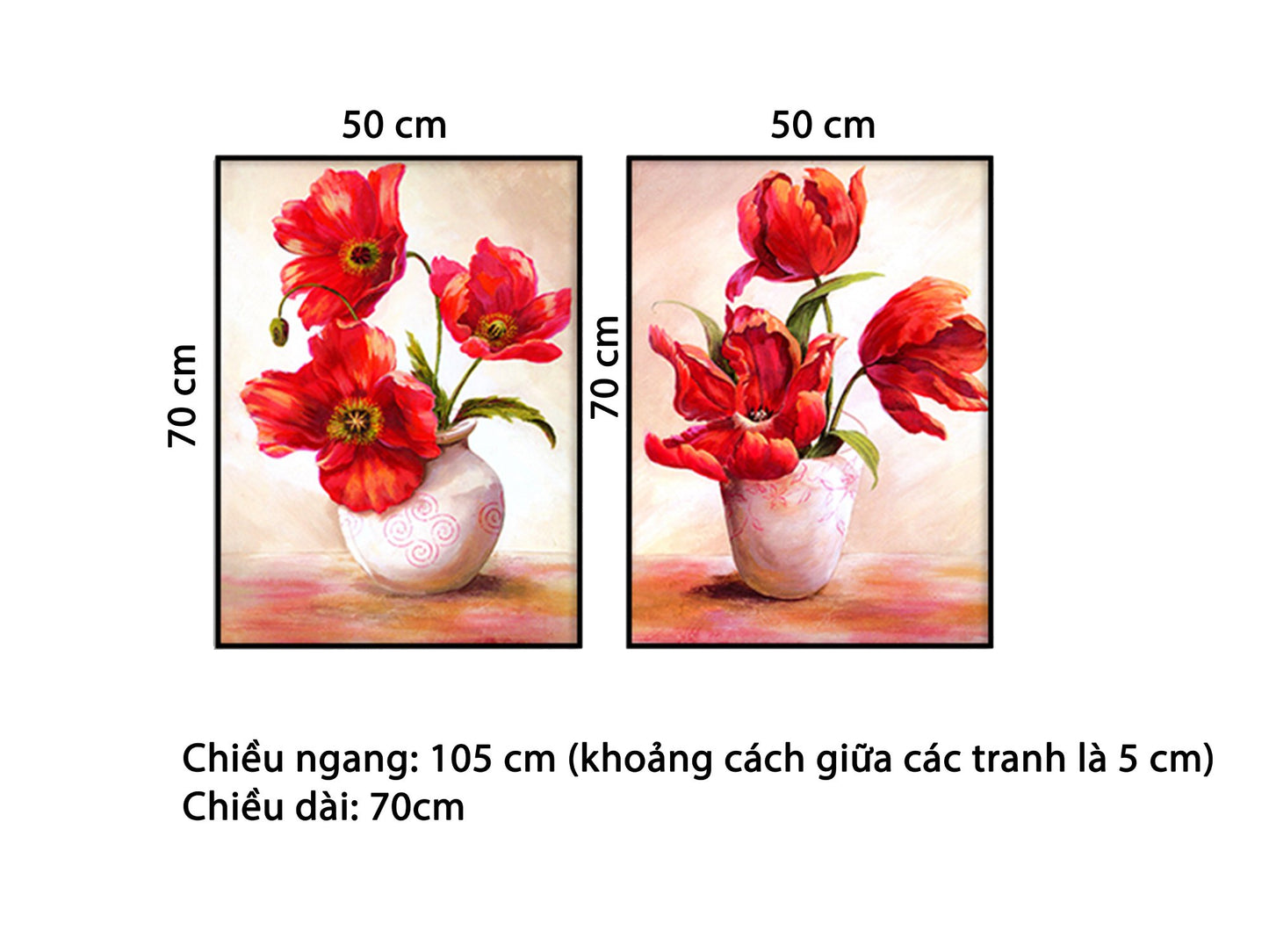 Bộ 2 Tranh Bình Hoa Đỏ - HD656