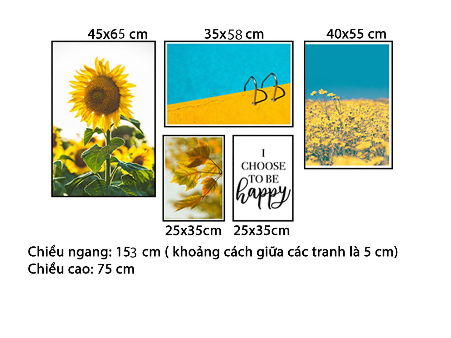 Bộ 5 Tranh Vườn Hoa Hướng Dương - HD134
