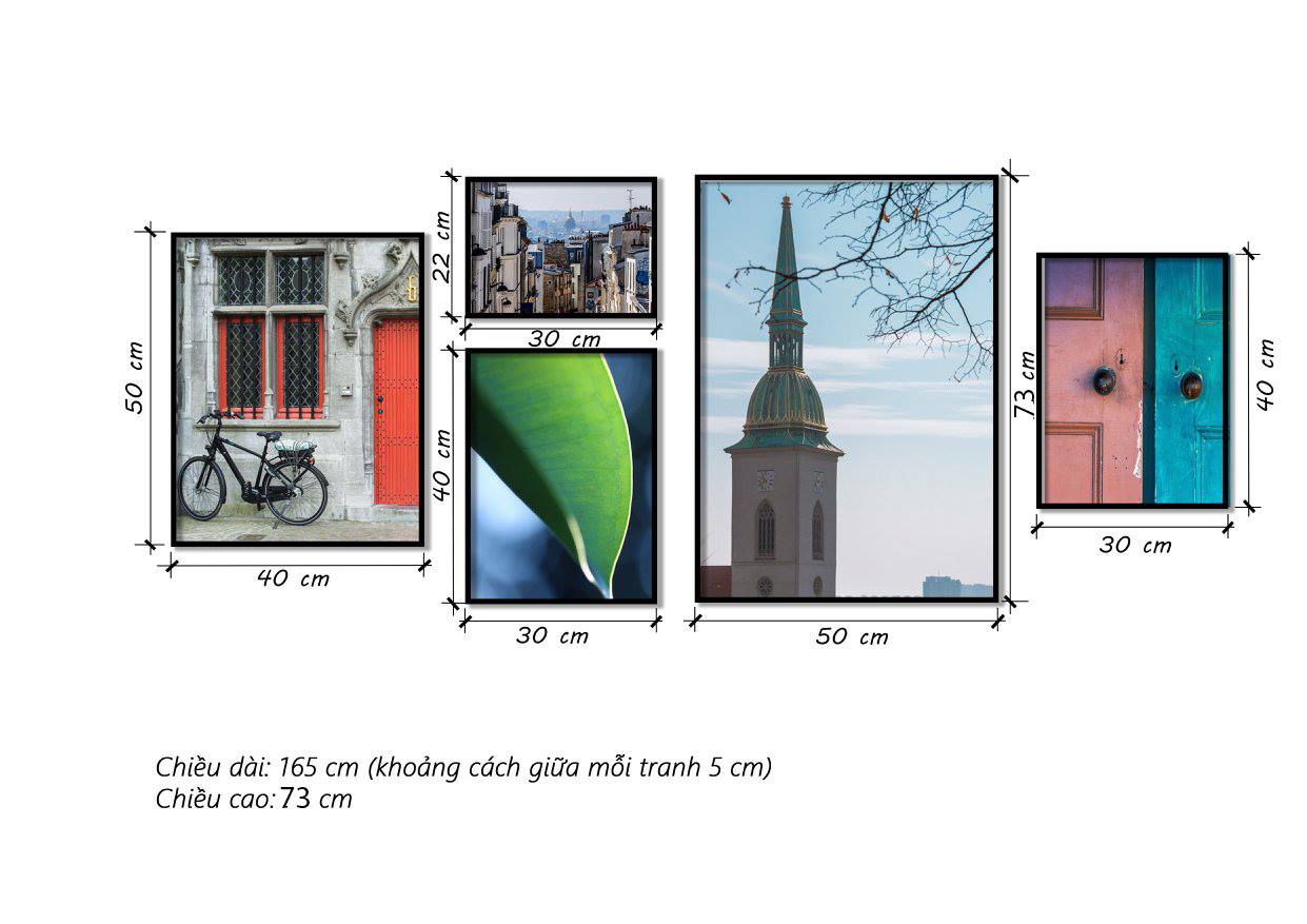 Bộ 5 Tranh Khu Phố, Chiếc Xe, Khung Cửa Sổ Và Ngọn Hải Đăng - HD117