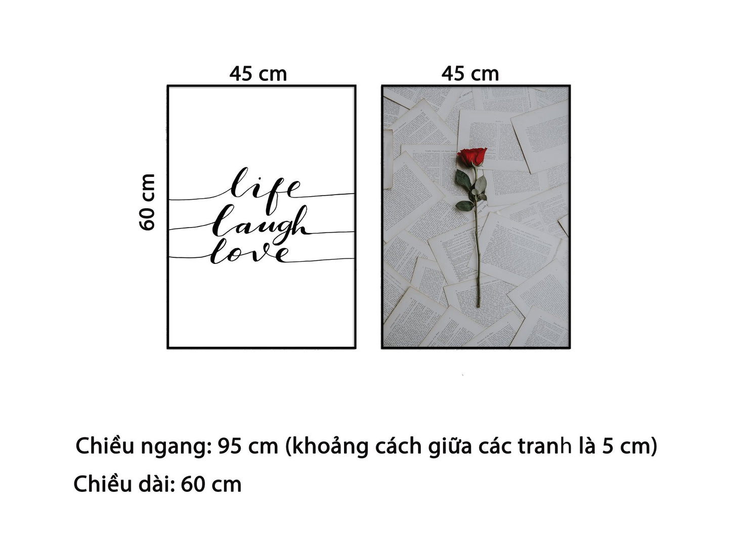 Bộ 2 Tranh Cành Hoa Hồng Và Quotes - HD730