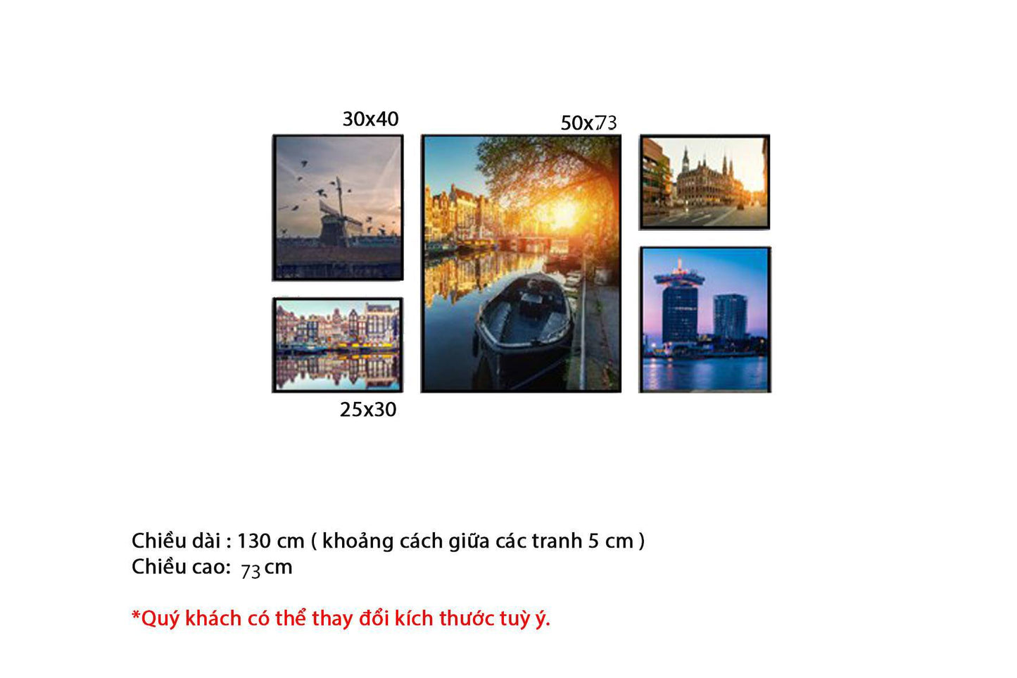 Bộ 5 Tranh Thành Phố Amsterdam - HD262