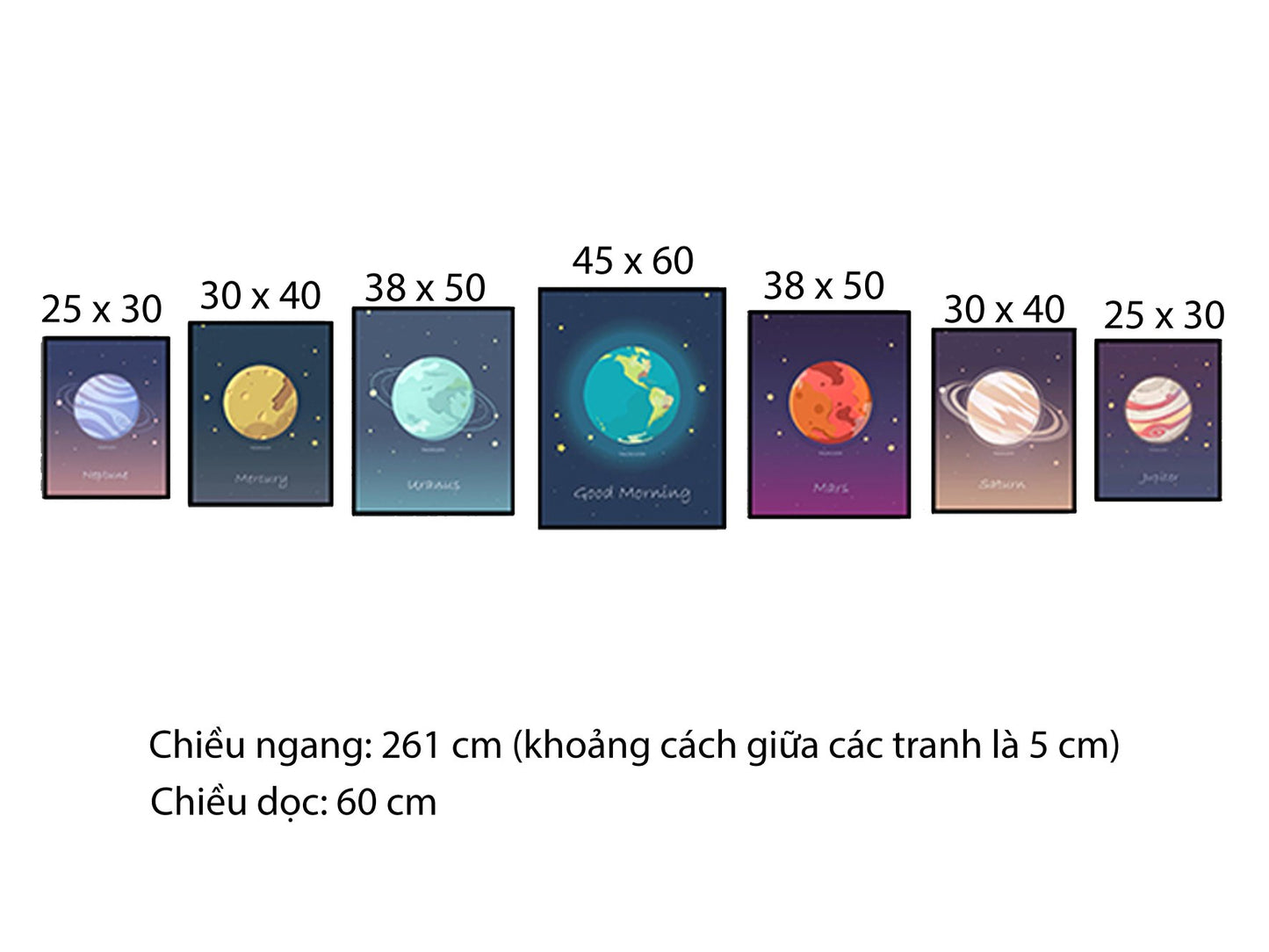Bộ 7 Tranh 7 Hành Tinh - HD089