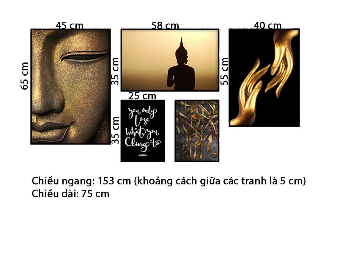 Bộ 5 Tranh Phật Tịnh Tâm - HD760