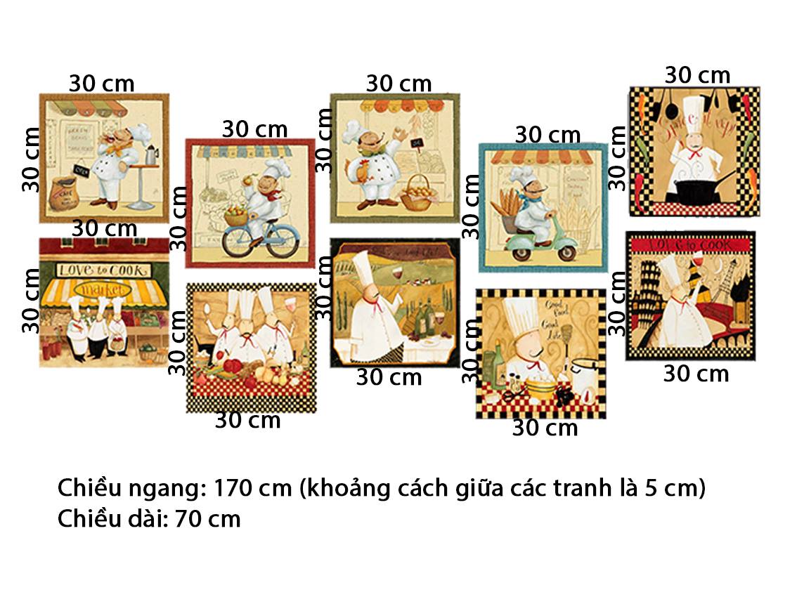 Bộ 10 Tranh Đầu Bếp - HD736