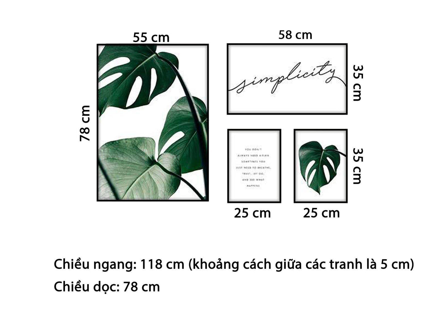 Bộ 4 Tranh Lá Cây Xanh Mát - HD168