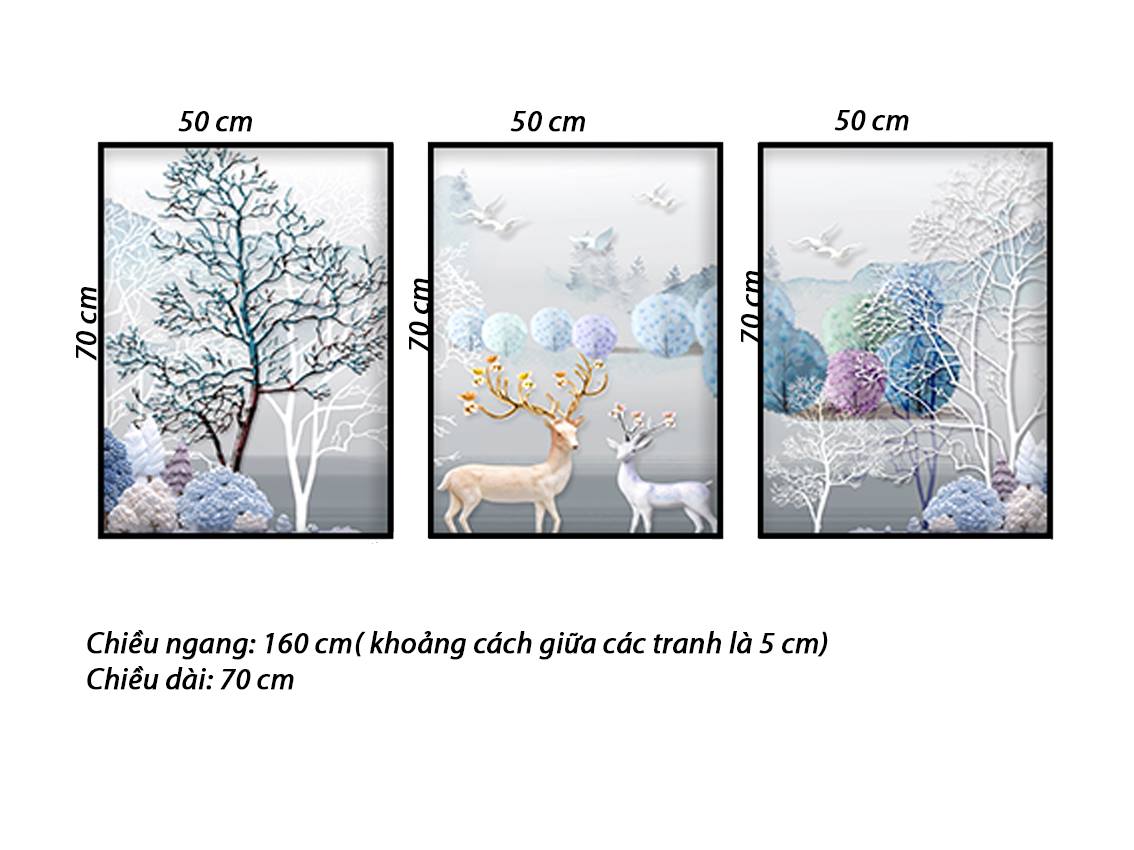 Bộ 3 Tranh Hươu Trong Rừng - HD786
