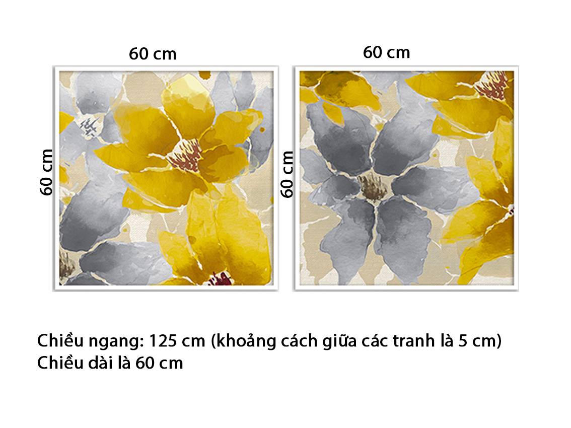 Bộ 2 Tranh Những Bông Hoa Trạng Nguyên Vàng Xám - HD774