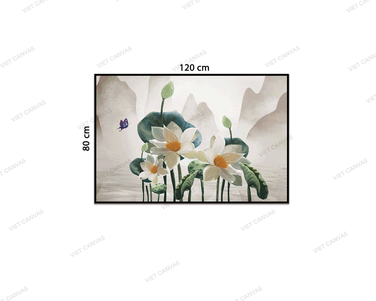 Tranh Bướm Dạo Quanh Những Đoá Sen - VC220