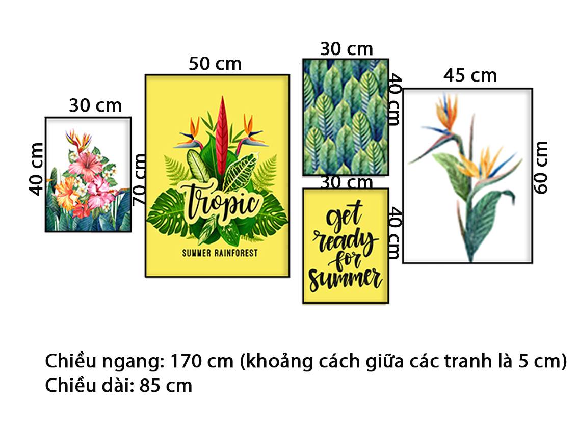 Bộ 5 Tranh Rừng Hoa Lá Cây Và Quotes - HD795