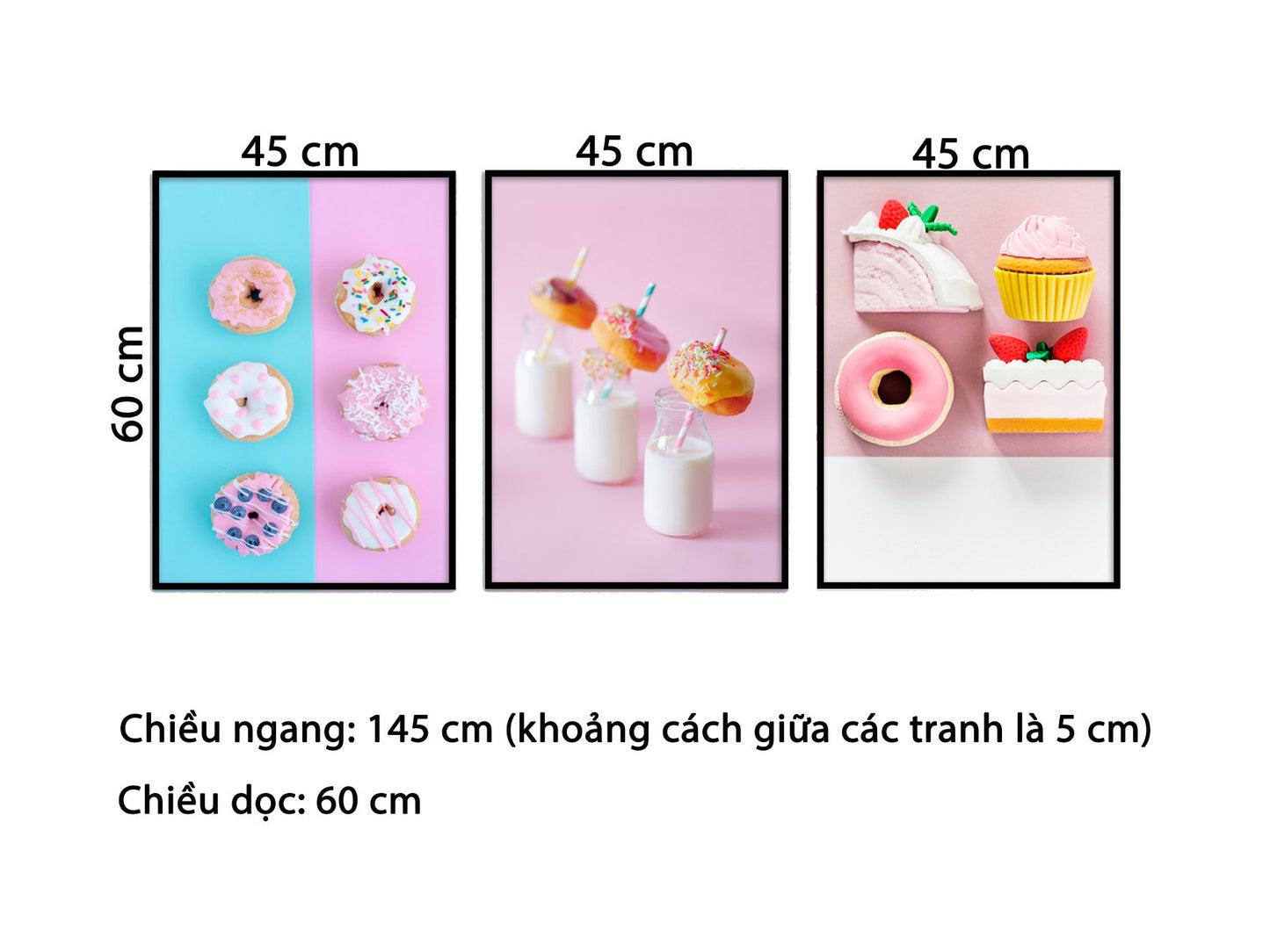 Bộ 3 Tranh Những Chiếc Bánh Ngọt - HD809