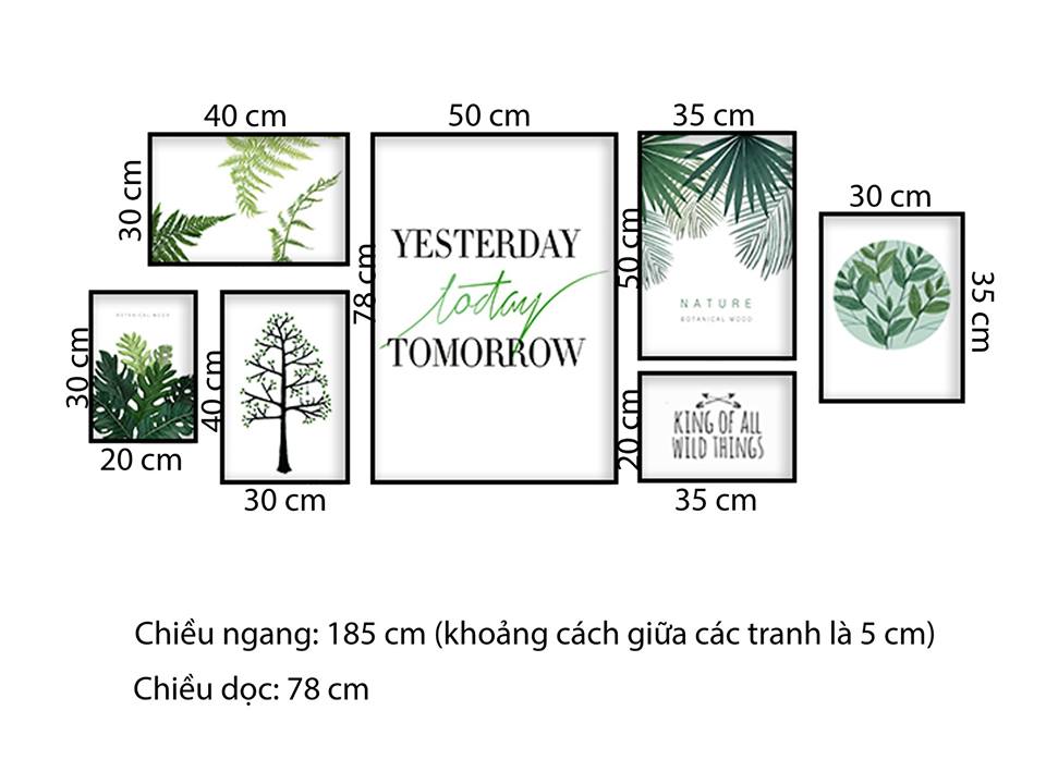 Bộ 7 Tranh Lá Cây Xanh Thiên Nhiên Và Quotes - HD769
