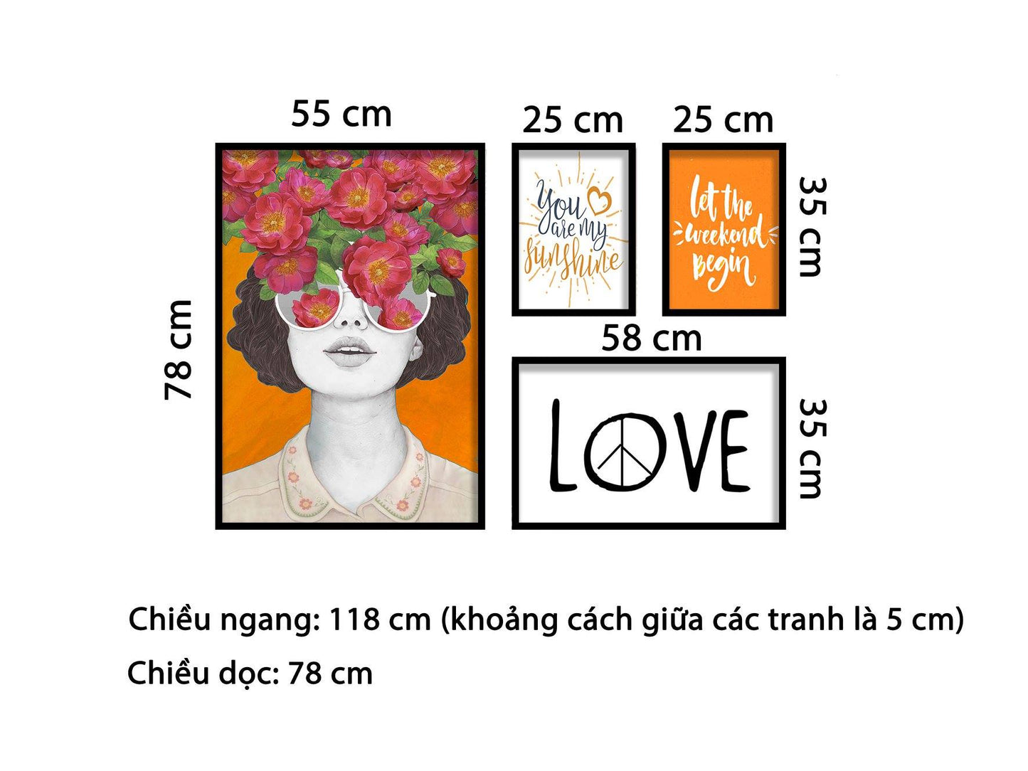 Bộ 4 Tranh Cô Gái Và Quotes - HD823