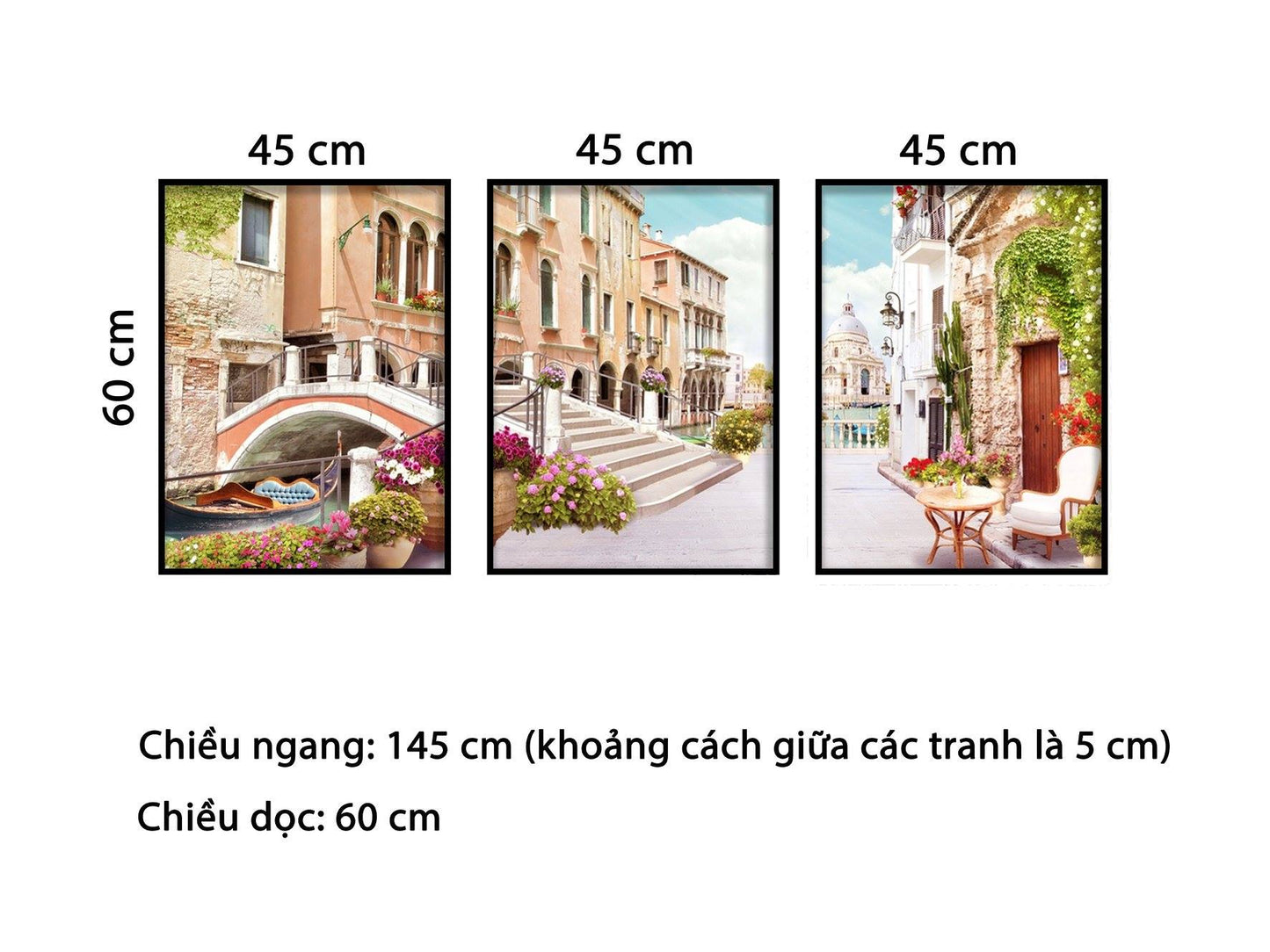 Bộ 3 Tranh Góc Nhìn Thành Phố Ý - HD822
