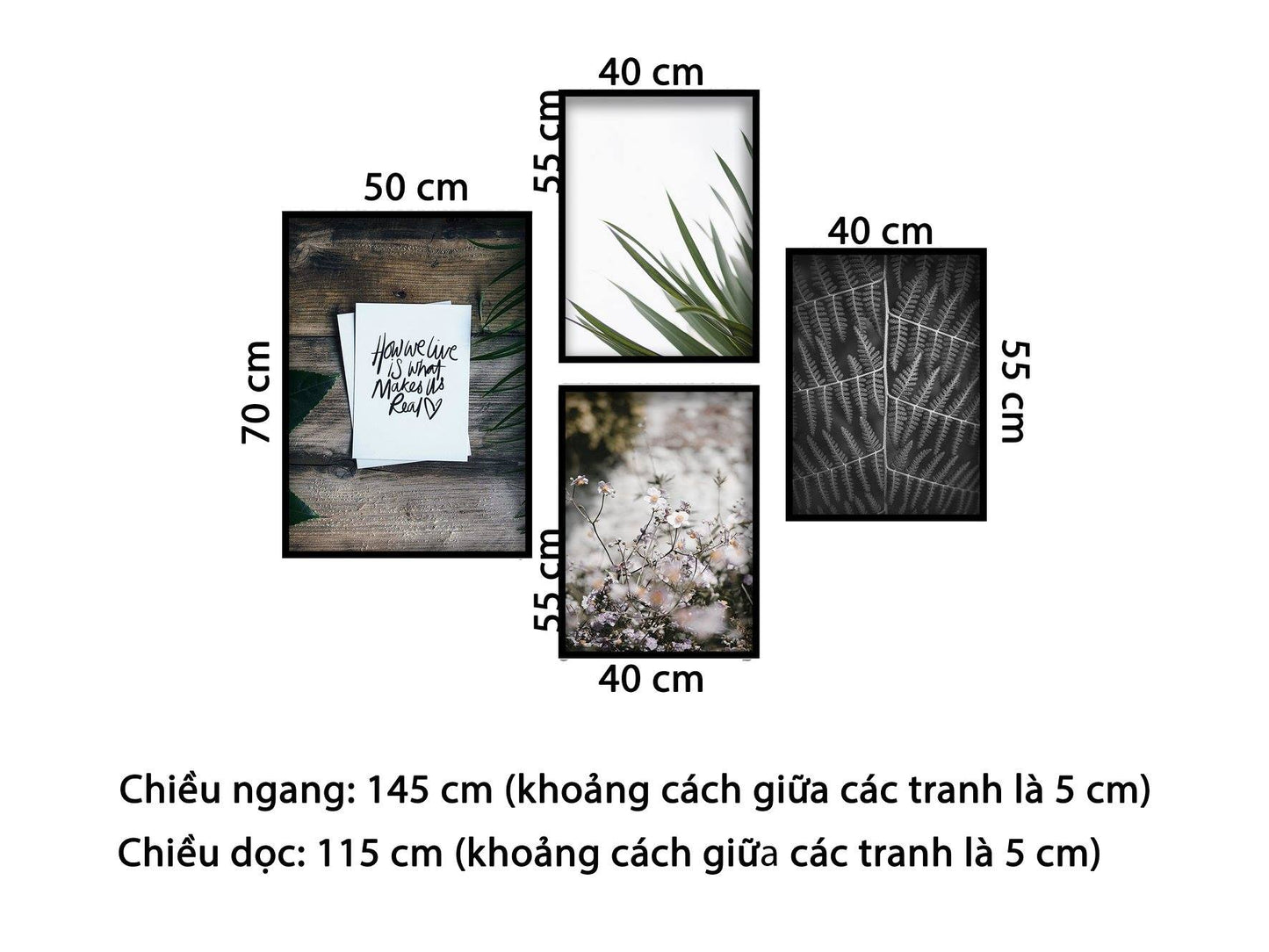 Bộ 4 Tranh Hoa Lá Nhẹ Nhàng - HD820