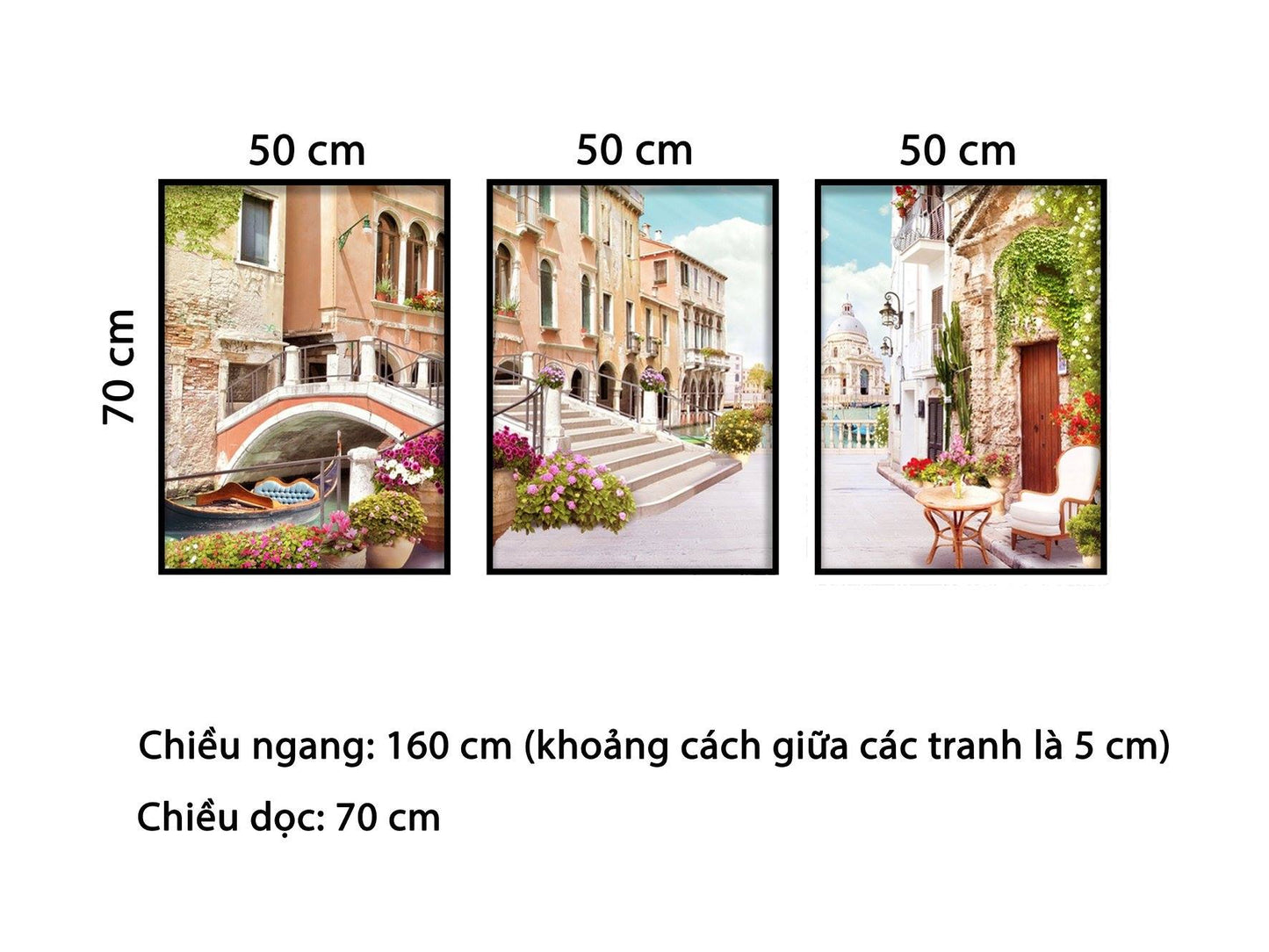 Bộ 3 Tranh Góc Nhìn Thành Phố Ý - HD822