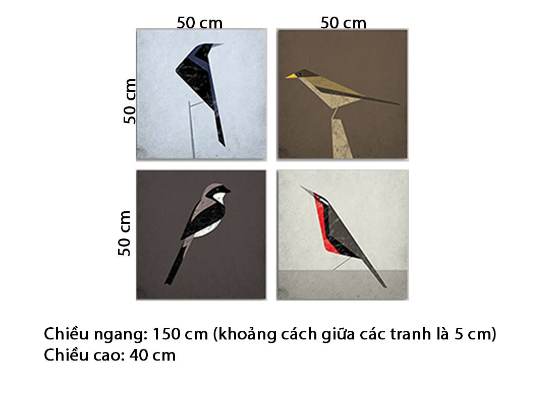 Bộ 4 Tranh Những Con Chim Sáo - HD611