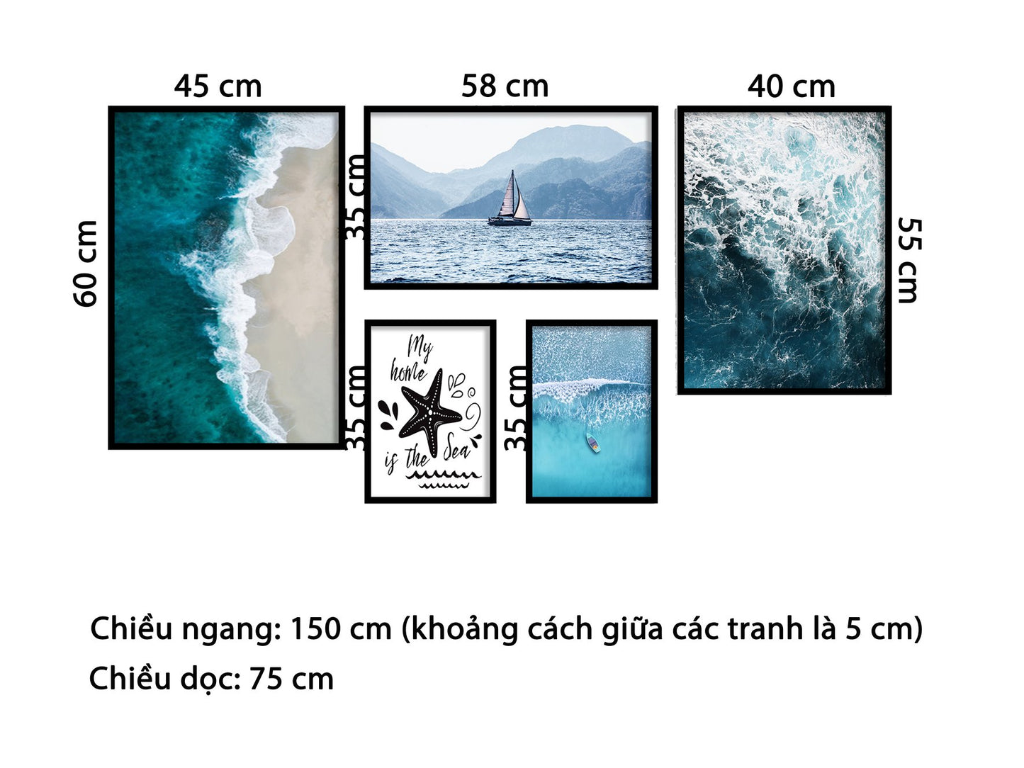 Bộ 5 Tranh Vẻ Đẹp Biển Cả - HD827
