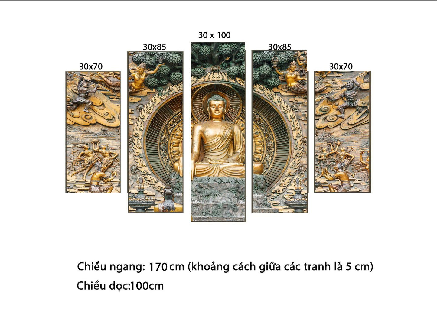Bộ 5 Tranh Đức Phật Dang Tay - HD780
