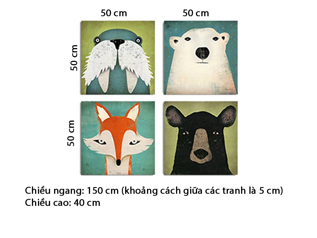 Bộ 4 Tranh Hoạt Hình Cho Bé - HD381