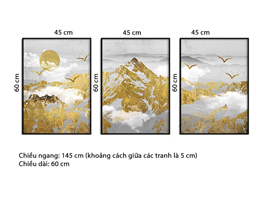Bộ 3 Tranh Núi Vàng Hùng Vĩ - HD836