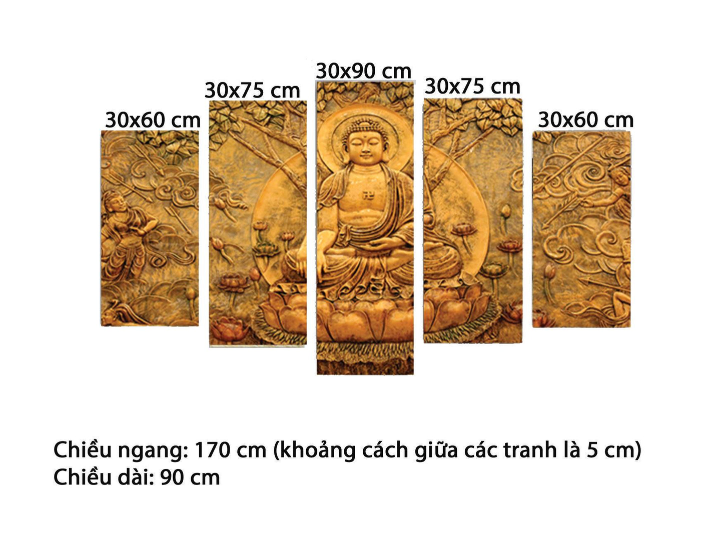 Bộ 5 Tranh Đức Phật - HD871