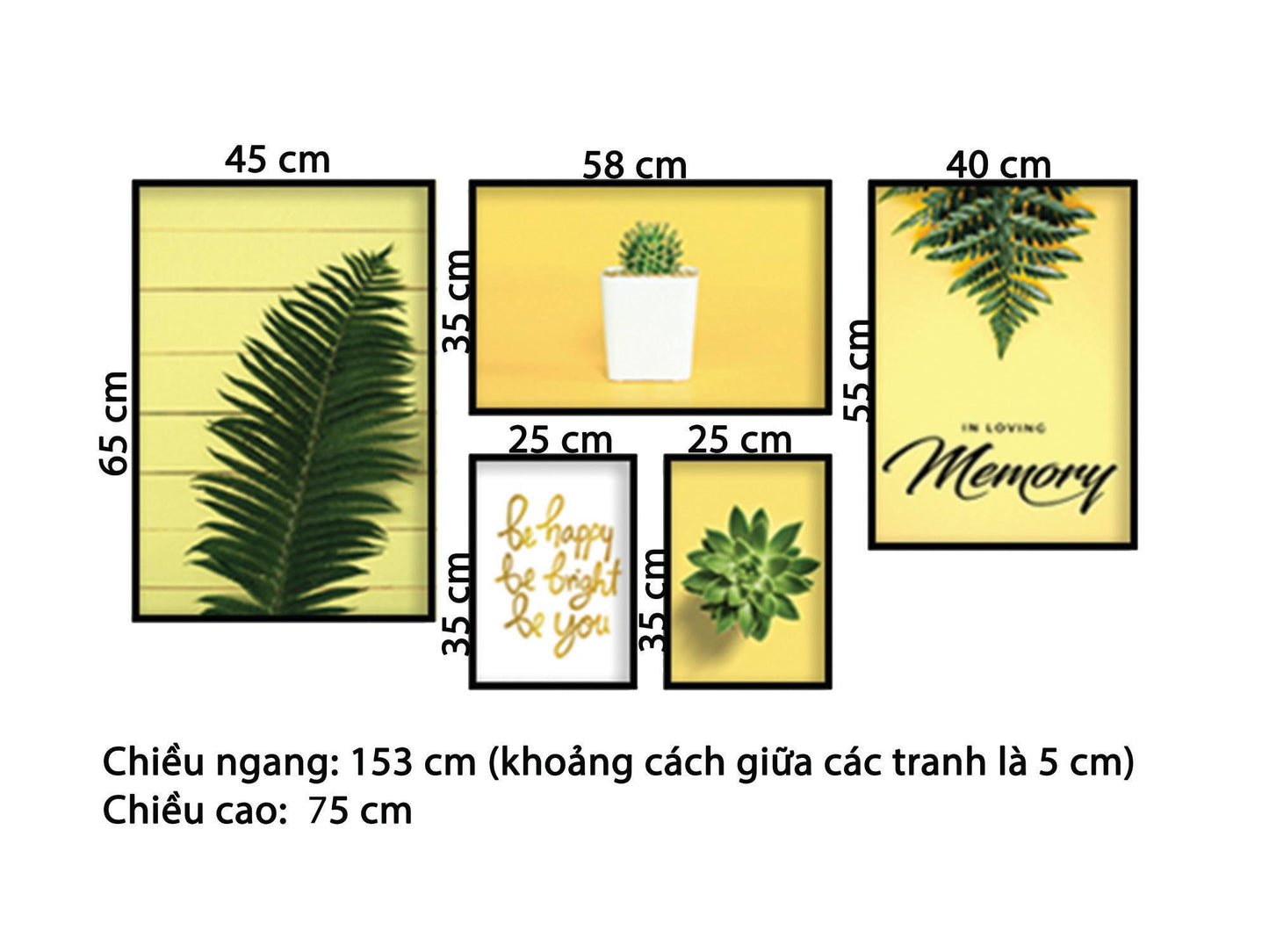 Bộ 5 Tranh Lá Cây Xanh - HD879