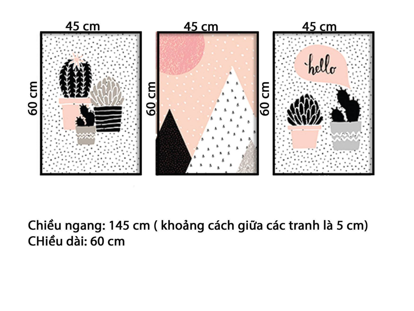 Bộ 3 Tranh Chậu Hoa Xương Rồng - HD862