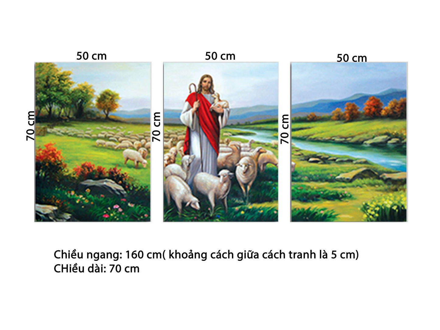 Bộ 3 Tranh Chúa Jesus Và Đàn Cừu - HD851