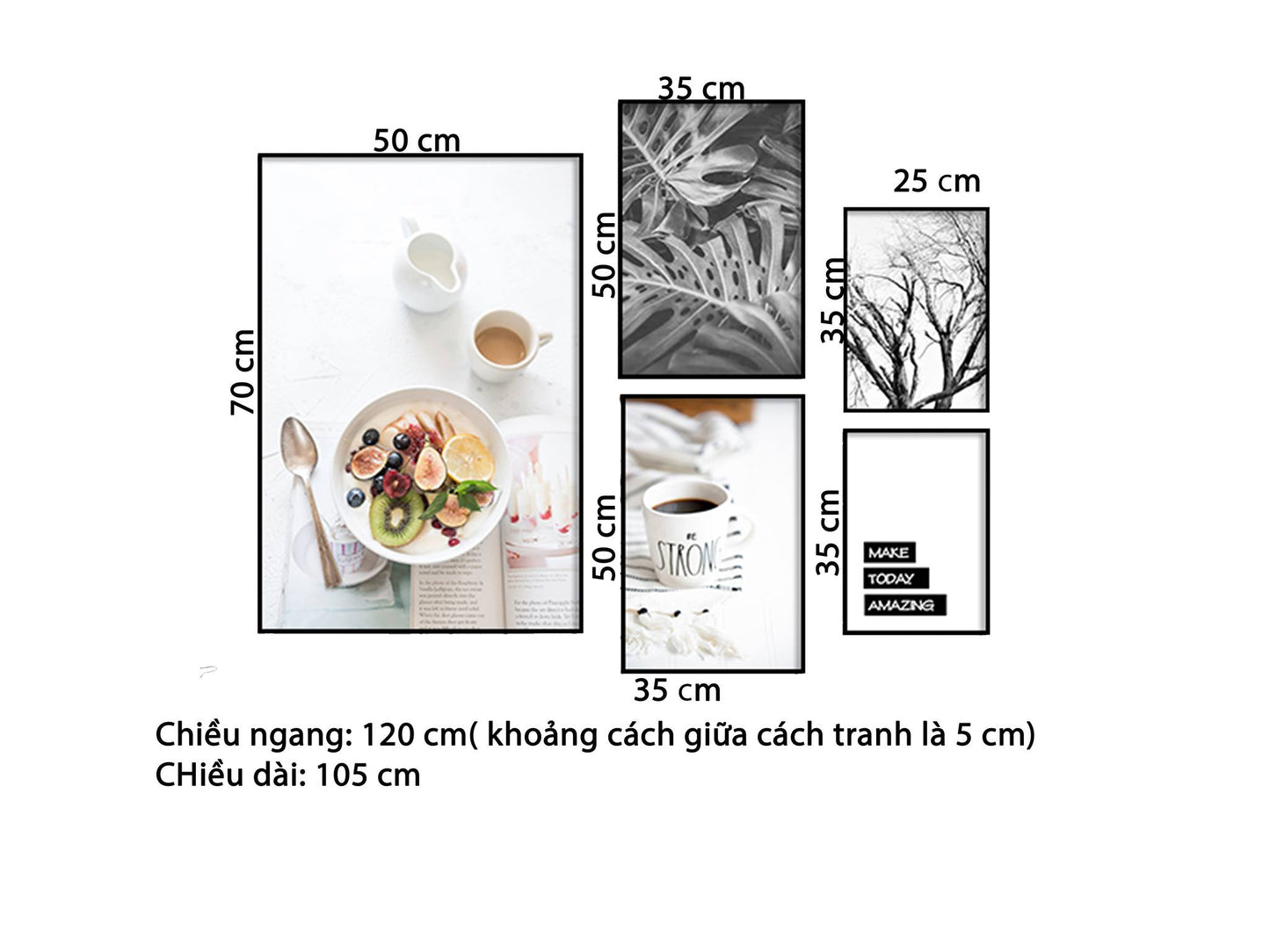 Bộ 5 Tranh Cây Khô, Lá Cây, Quotes Và Món Ăn Ngon Miệng - HD852