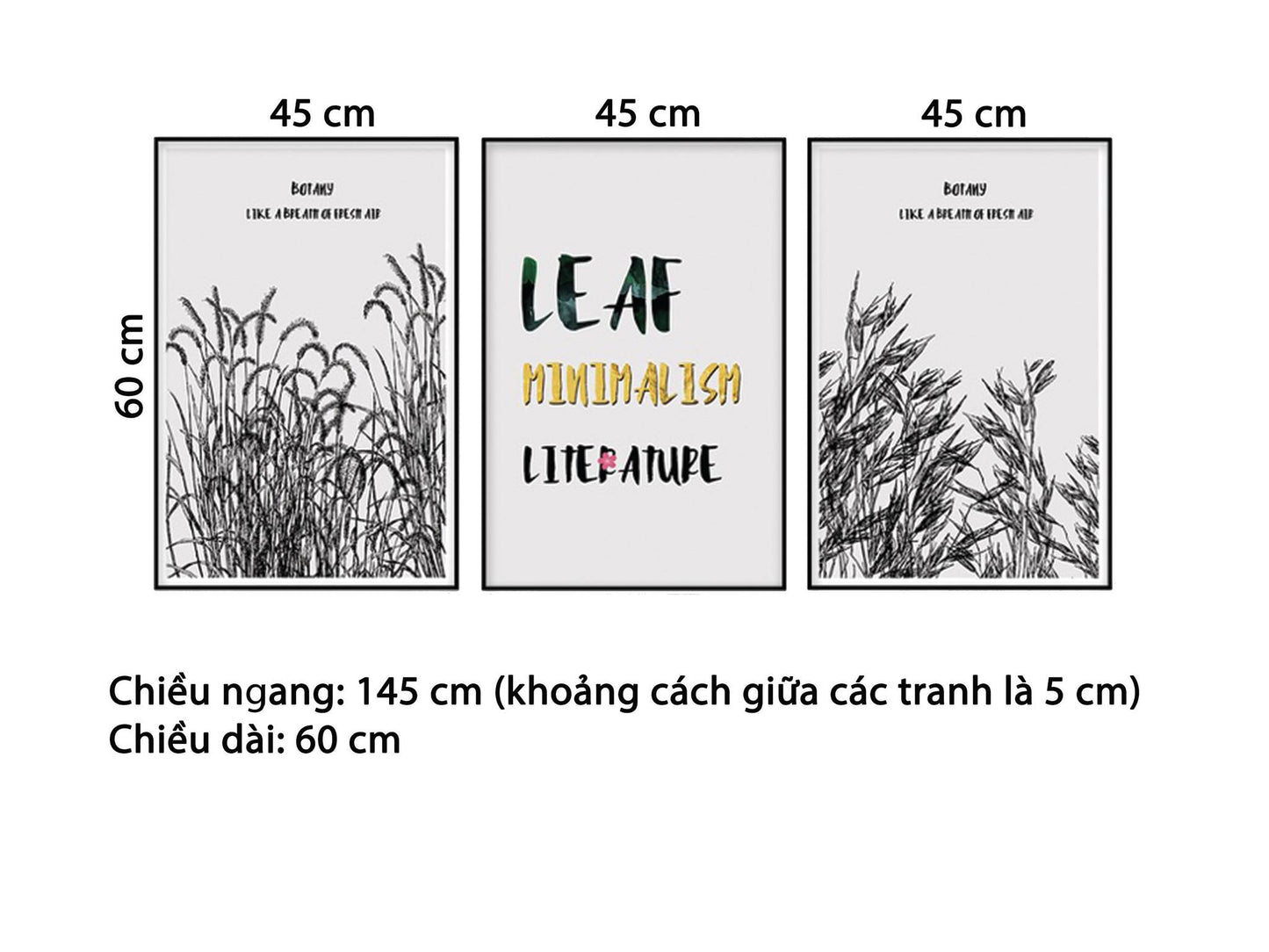 Bộ 3 Tranh Cánh Đồng Cỏ Và Quotes - HD929