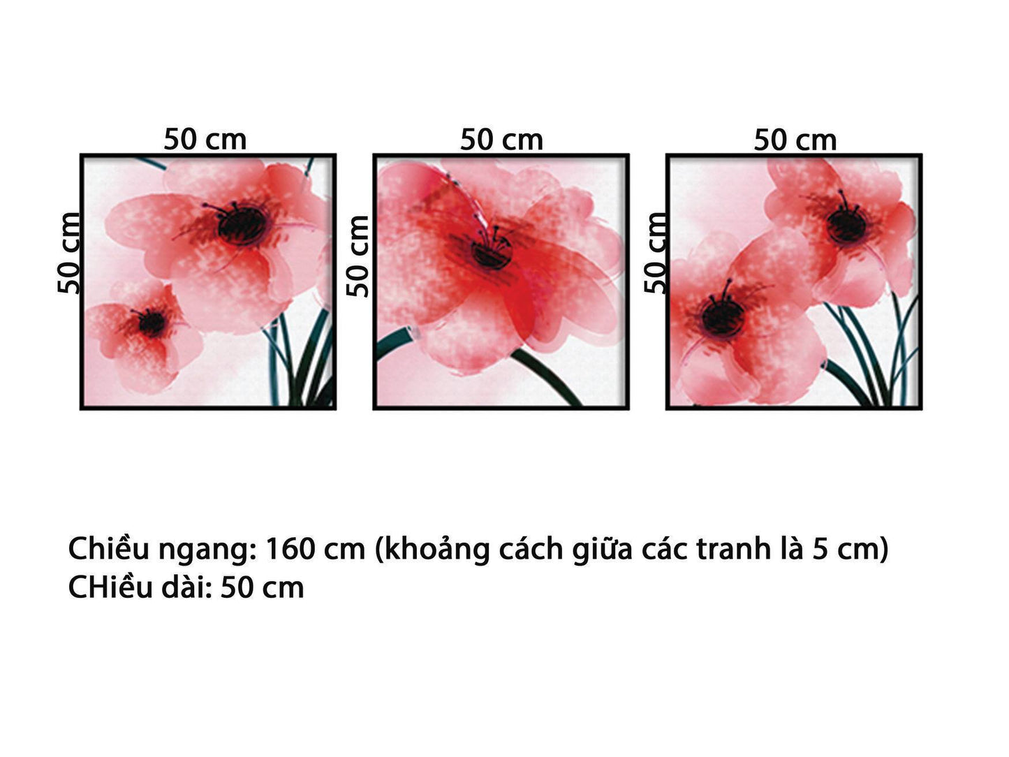 Bộ 3 Tranh Sắc Hoa Tuyệt Đẹp - HD859