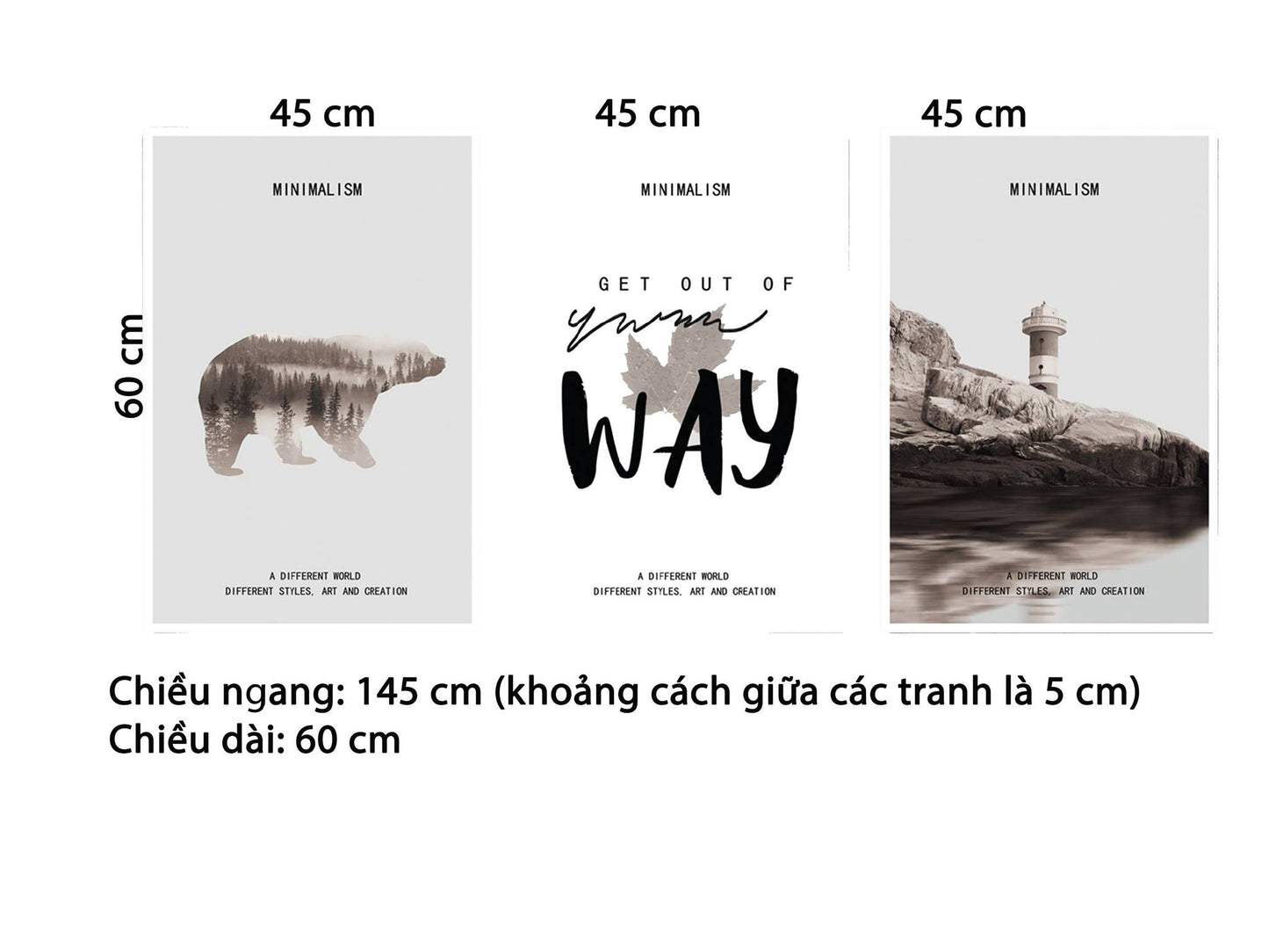 Bộ 3 Tranh Chú Gâu, Tản Đá Bên Hồ Và Quotes - HD934