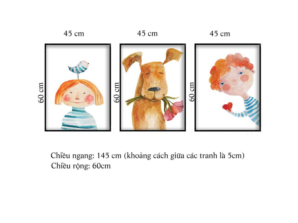 Bộ 3 Tranh Chú Chó Và Trẻ Con - HD970