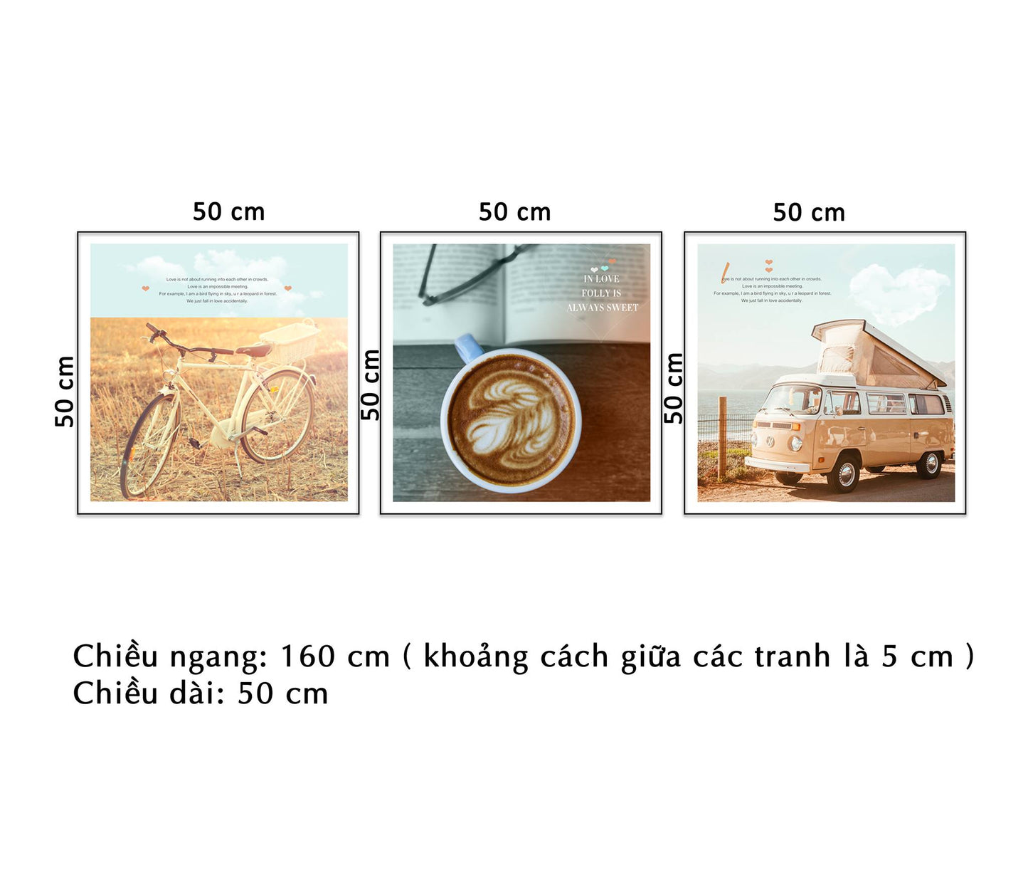 Bộ 3 Tranh Chiếc Xe Đạp, Tách Cà Phê Và Xe Lam - HD939