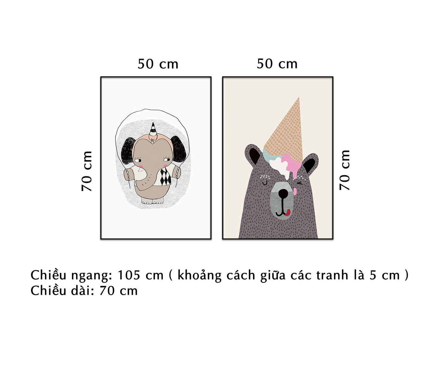 Bộ 2 Tranh Gấu Con Đáng Yêu - NT010