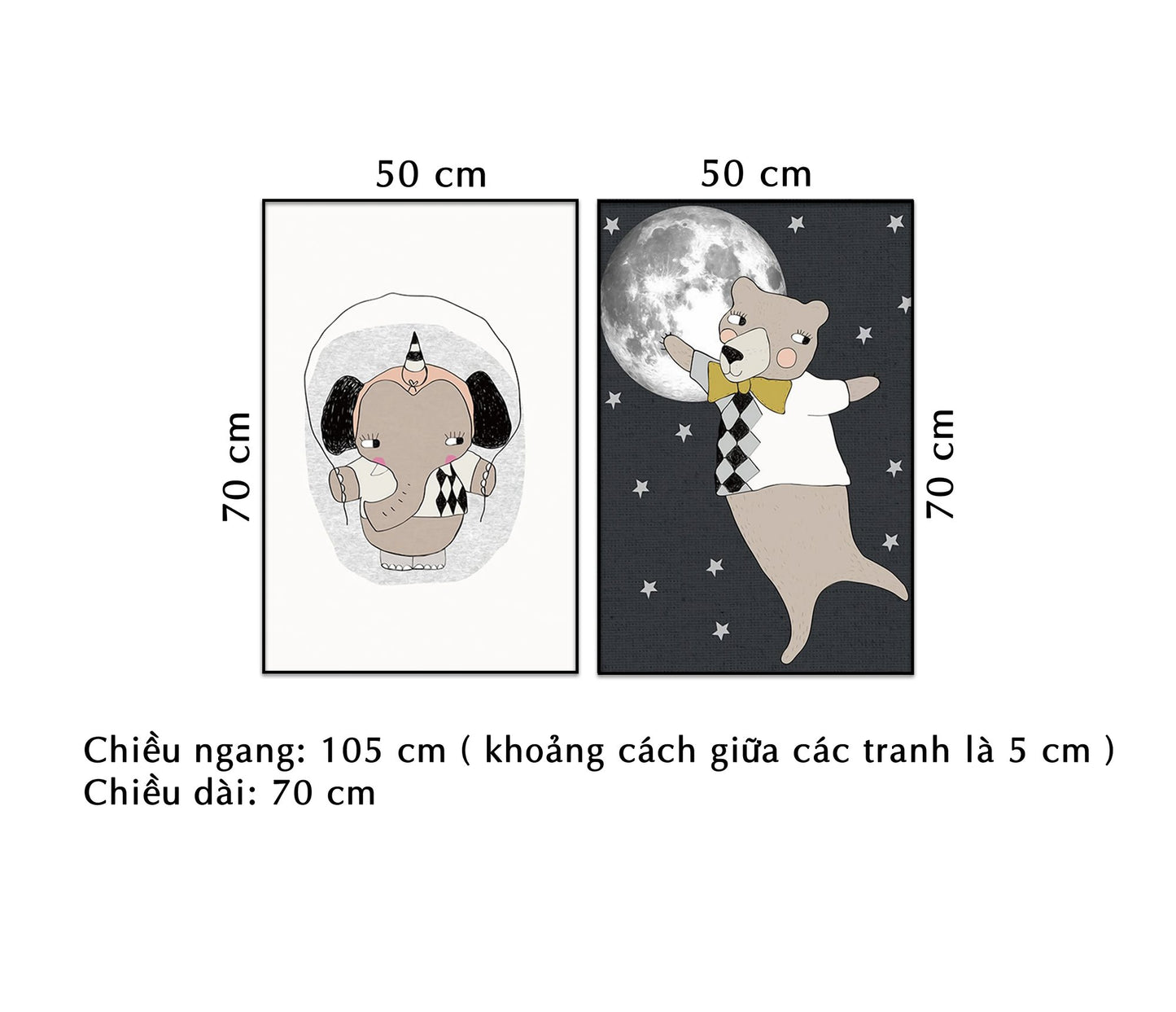 Bộ 2 Tranh Gấu Dễ Thương - NT007