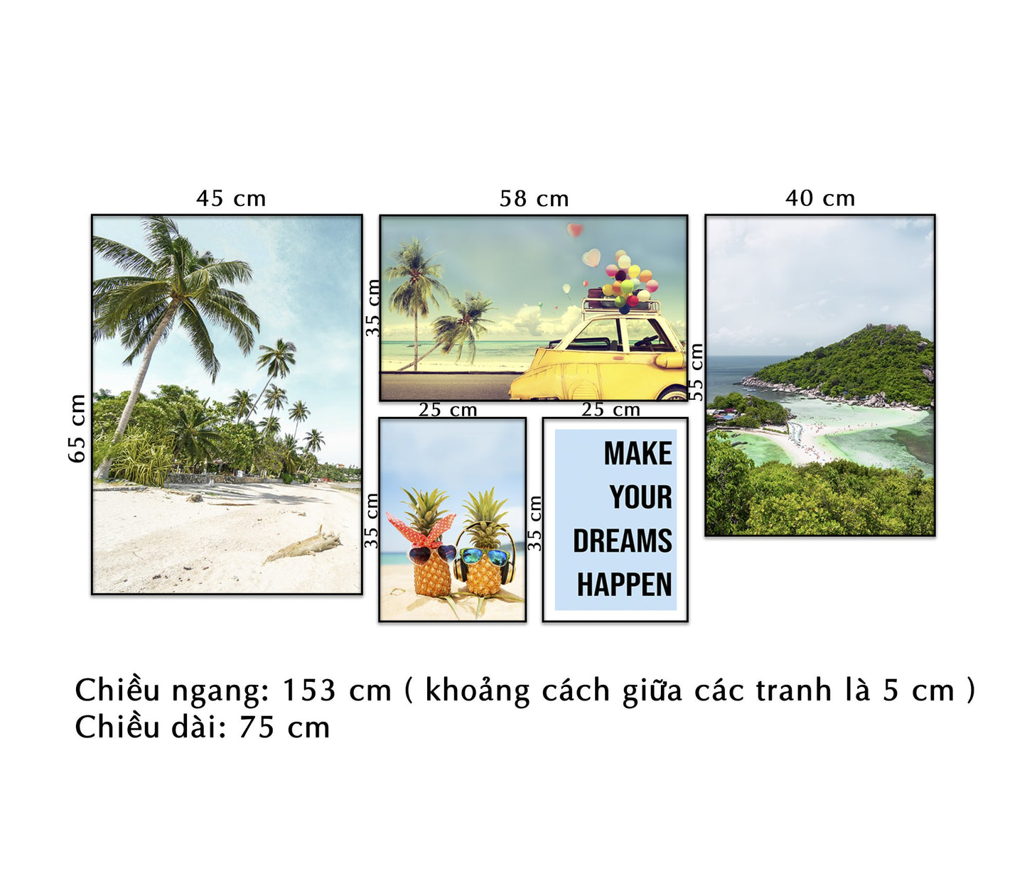 Bộ 5 Tranh Biển Cả Và Quotes - NT017