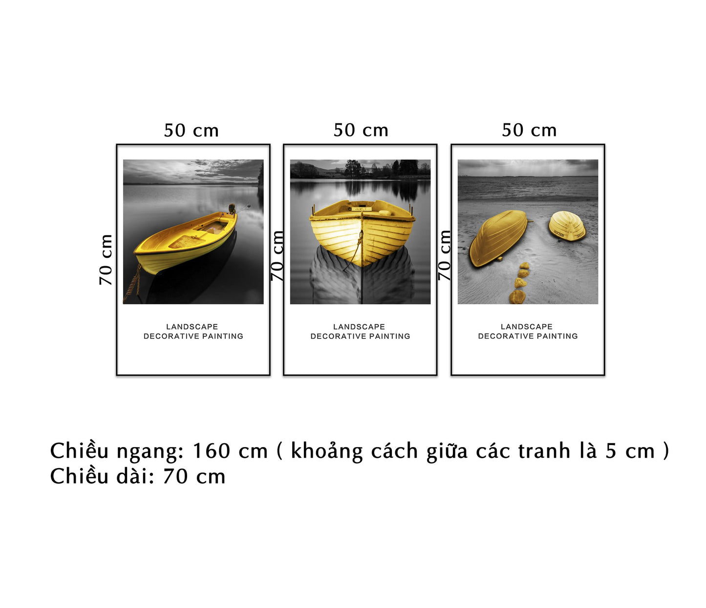 Bộ 3 Tranh Chiếc Thuyền Vàng - HD993