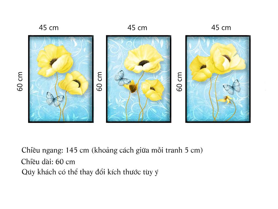 Bộ 3 Tranh Cánh Hoa Nhẹ Nhàng - HD972