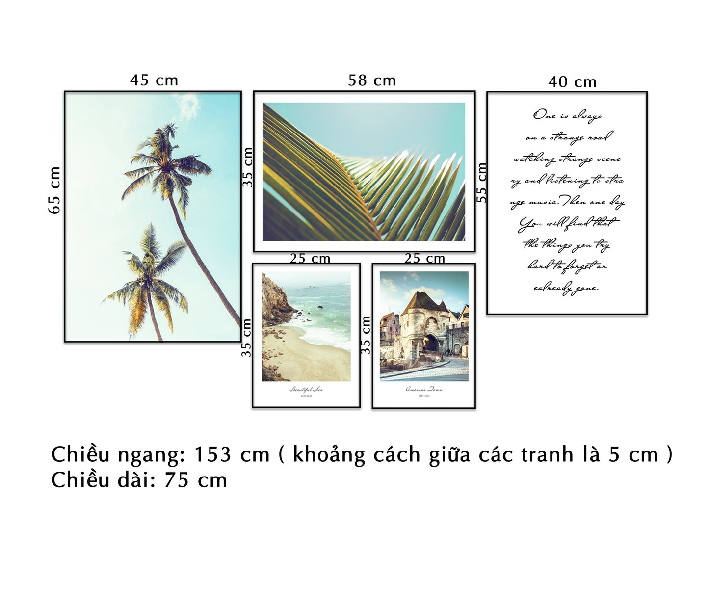 Bộ 5 Tranh Bầu Trời Tươi Xanh Và Quotes - NT040
