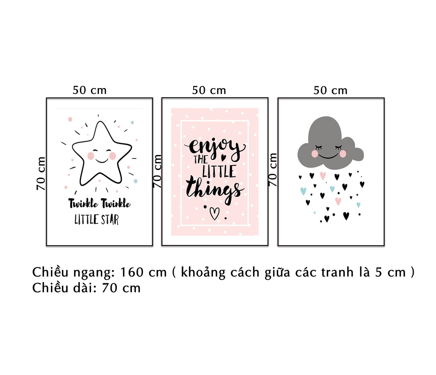 Bộ 3 Tranh Mây, Ngôi Sao Và Quotes - NT052