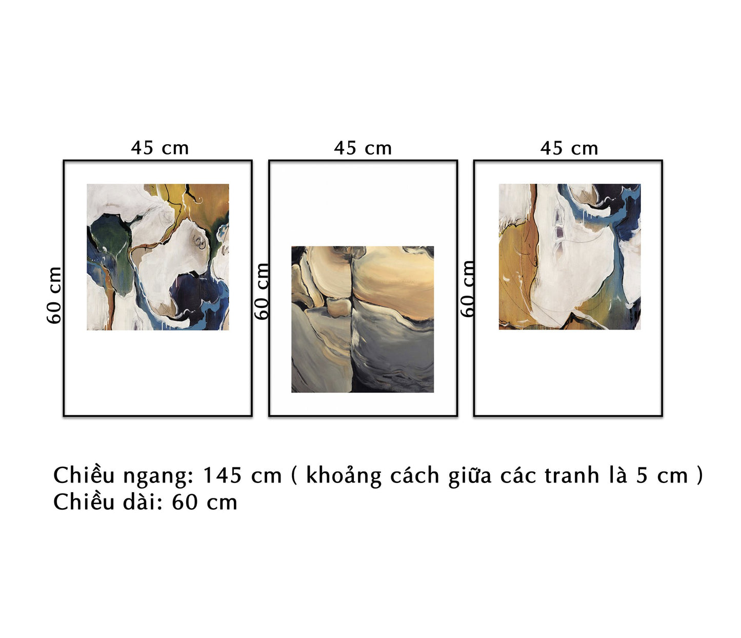 Bộ 3 Tranh Trừu Tượng Độc Đáo - NT043