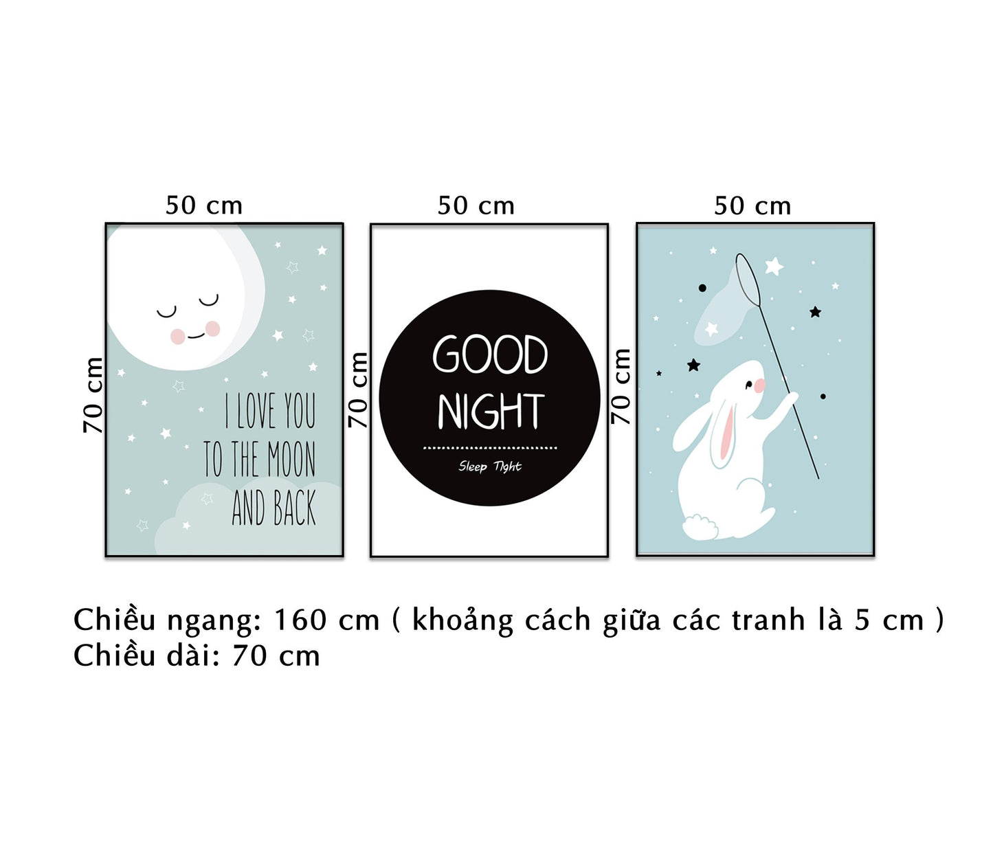 Bộ 3 Tranh Chú Thỏ Trắng Và Quotes - NT053