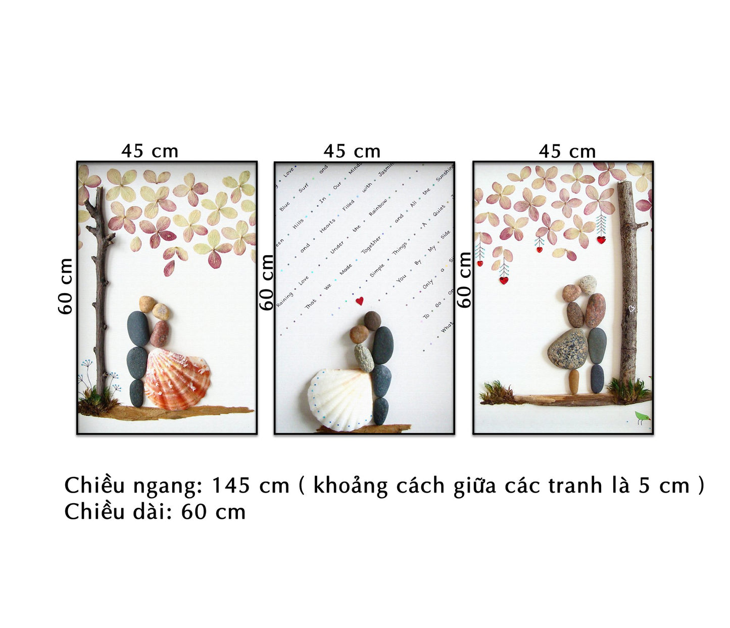 Bộ 3 Tranh Sỏi Đá Biết Yêu - NT028