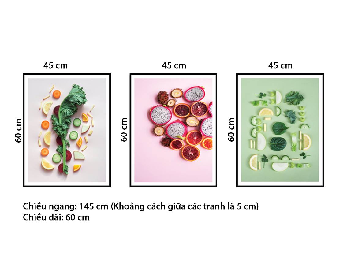 Bộ 3 Tranh Các Loại Trái Cây - NT181