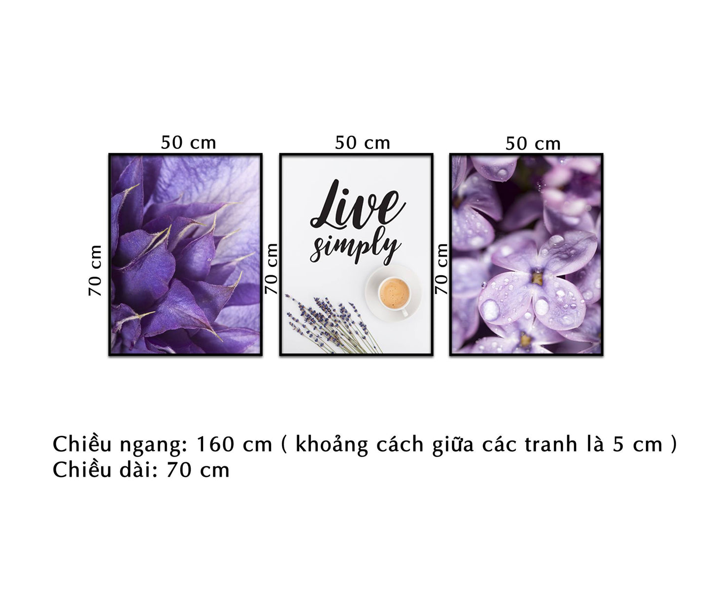 Bộ 3 Tranh Hoa Tím Nghệ Thuật - NT204