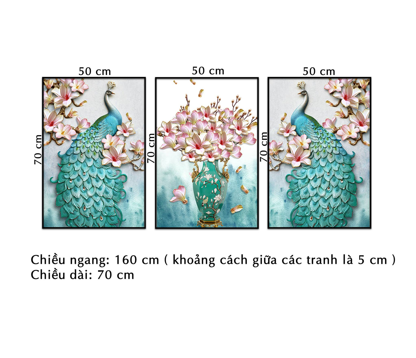 Bộ 3 Tranh Đôi Mãn Đường Và Hoa - NT106