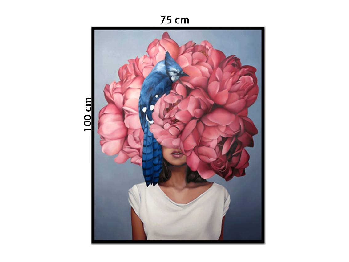 Tranh Cô Gái Và Mẫu Đơn Ấn Tượng - NT124