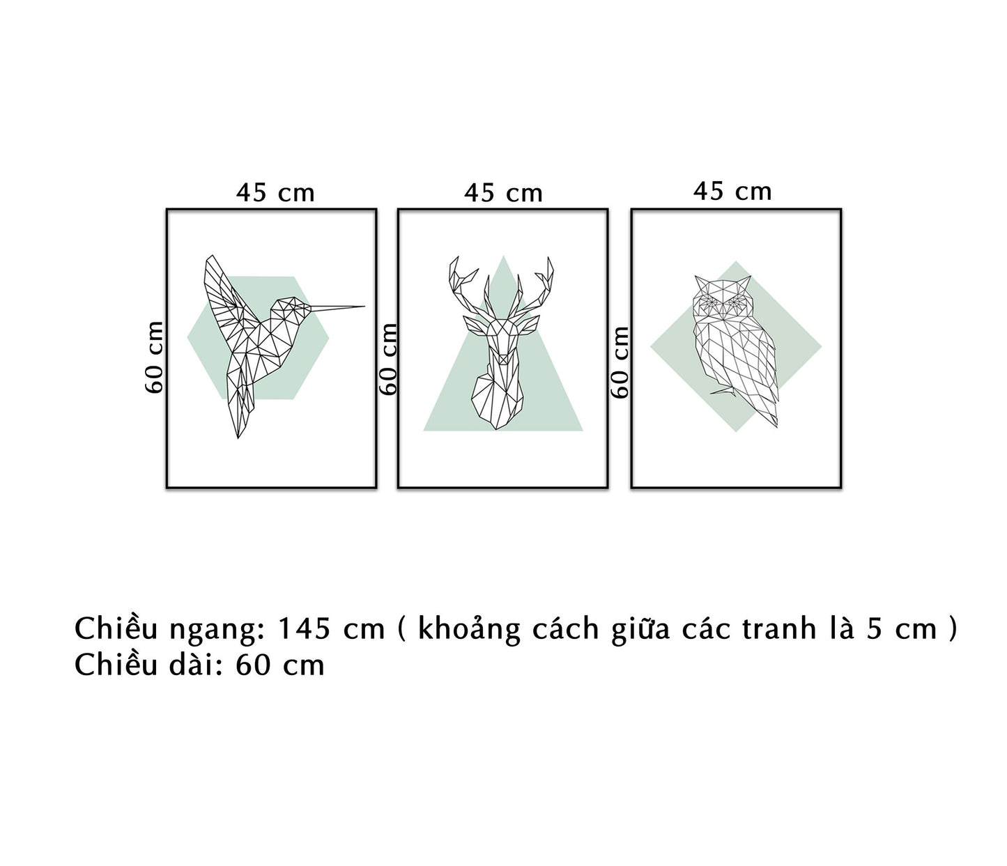 Bộ 3 Tranh Cú Mèo, Chú Chim Và Hươu - NT130